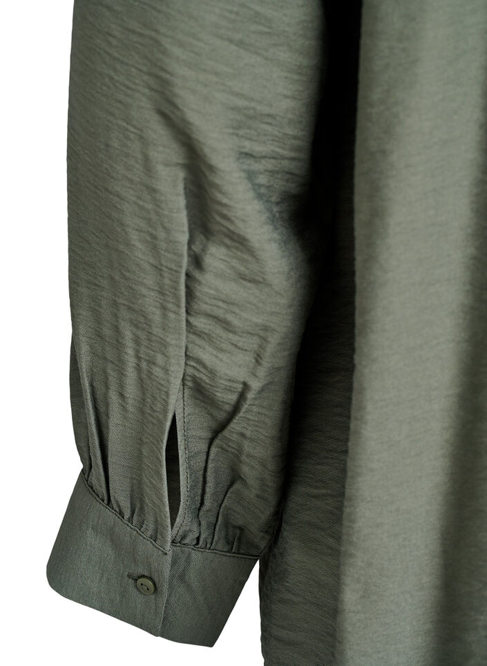 Viskoseskjorte med A-linjeform, Grønn, Packshot image number 3