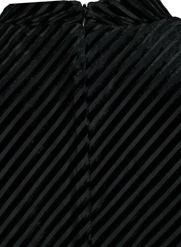 Strukturmønstret kjole i velur, Black, Packshot image number 3
