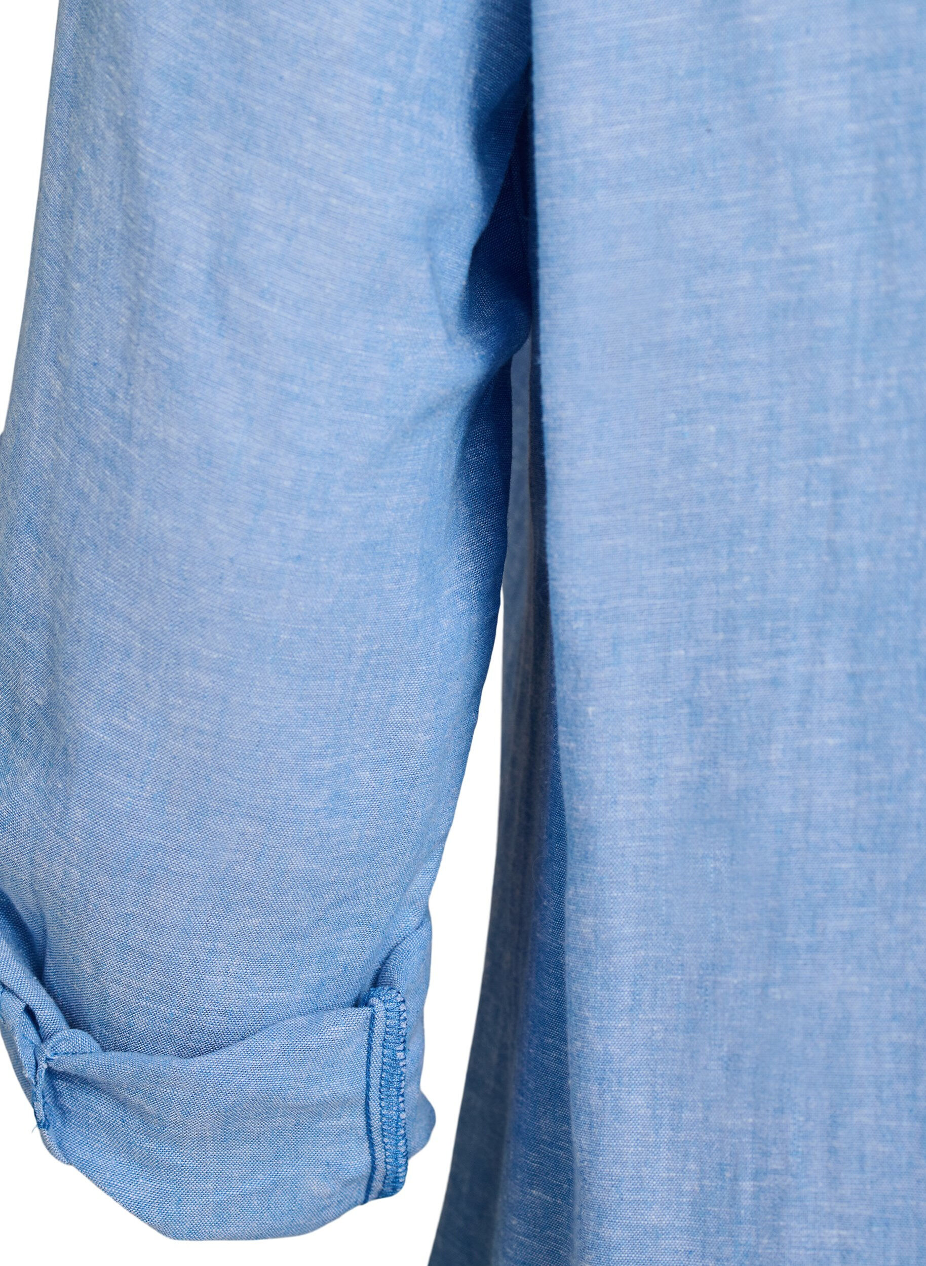 Zizzi Lang skjorte i lin og viskose, Bl&aring;, Packshot image number 3