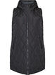 Mellomlang quiltet vest med hette, Svart, Packshot image number 0