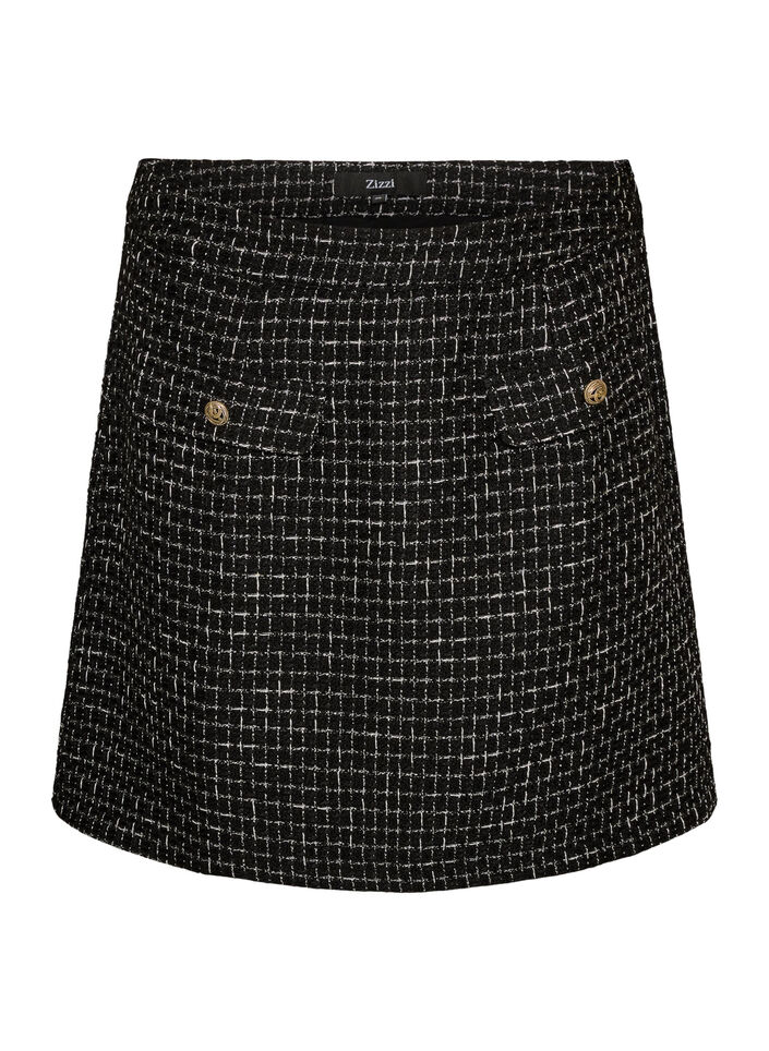 Kort boucl&eacute;-skj&oslash;rt, Svart, Packshot image number 0