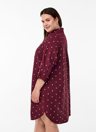 Zizzi Kort kjole med krage og brystlomme, Rød, Model image number 2