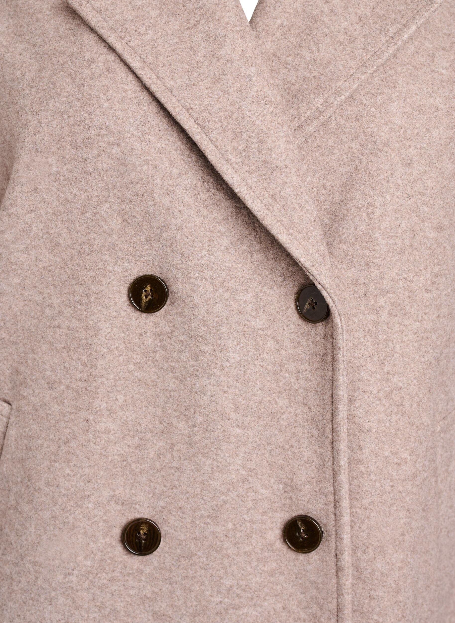 ZizziKort k&aring;pe med dobbeltradede knapper, Beige, Packshot image number 2