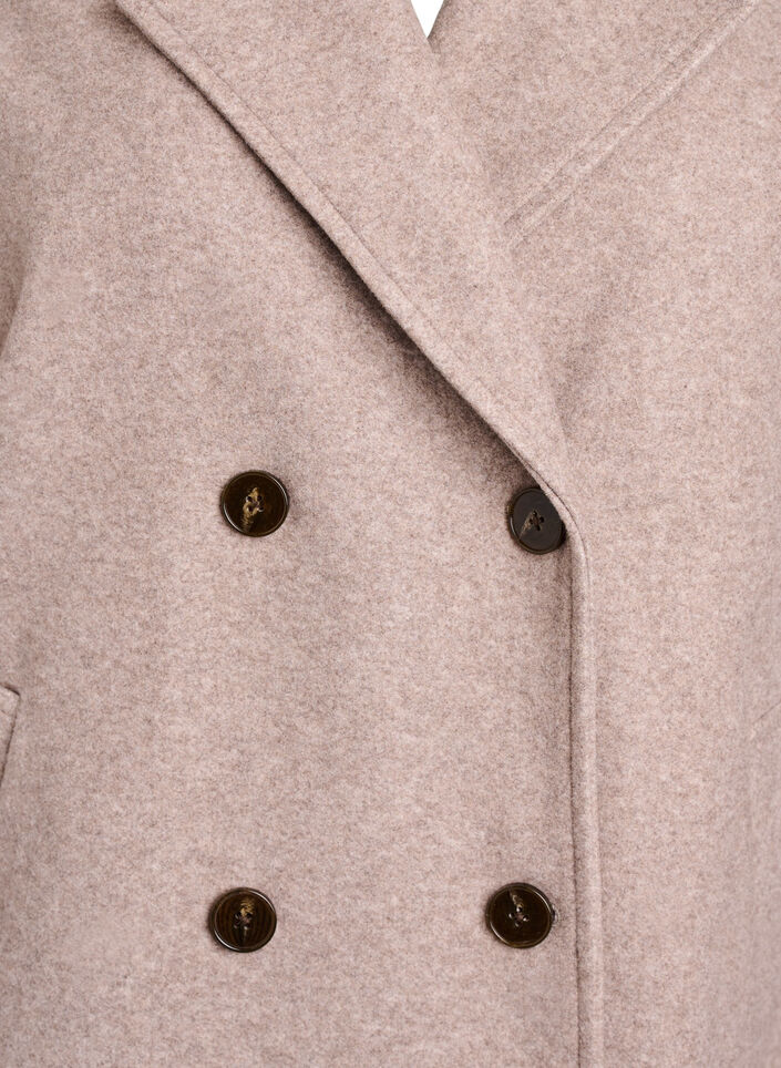 Kort k&aring;pe med dobbeltradede knapper, Beige, Packshot image number 2