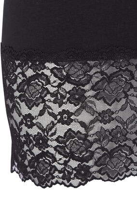 Lang bomullstopp med blondekant, Black, Packshot image number 2