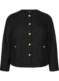 Boucle-jakke med lommer og dekorative knapper, Black