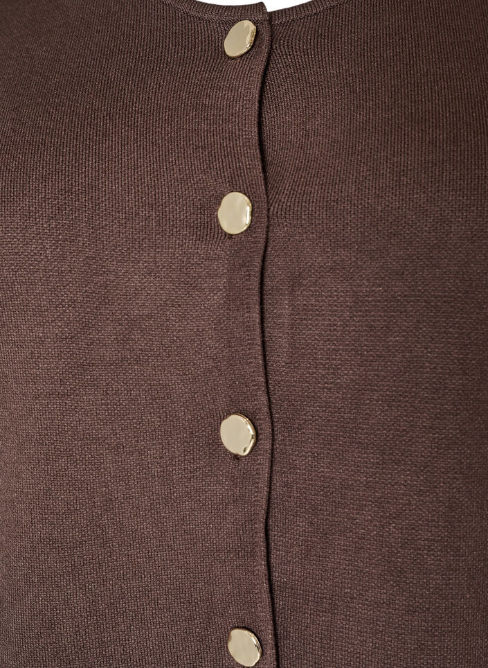 Ermel&oslash;s strikkevest med dekorative knapper, Brun, Packshot image number 2
