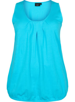 Bomullstopp med rund hals og blondekant, Blue Atoll, Packshot image number 0