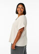 L&oslash;s bluse med korte ermer, Beige, Model image number 2