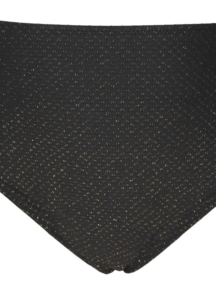 Bikinibukse med glitter og tai-snitt, Black, Packshot