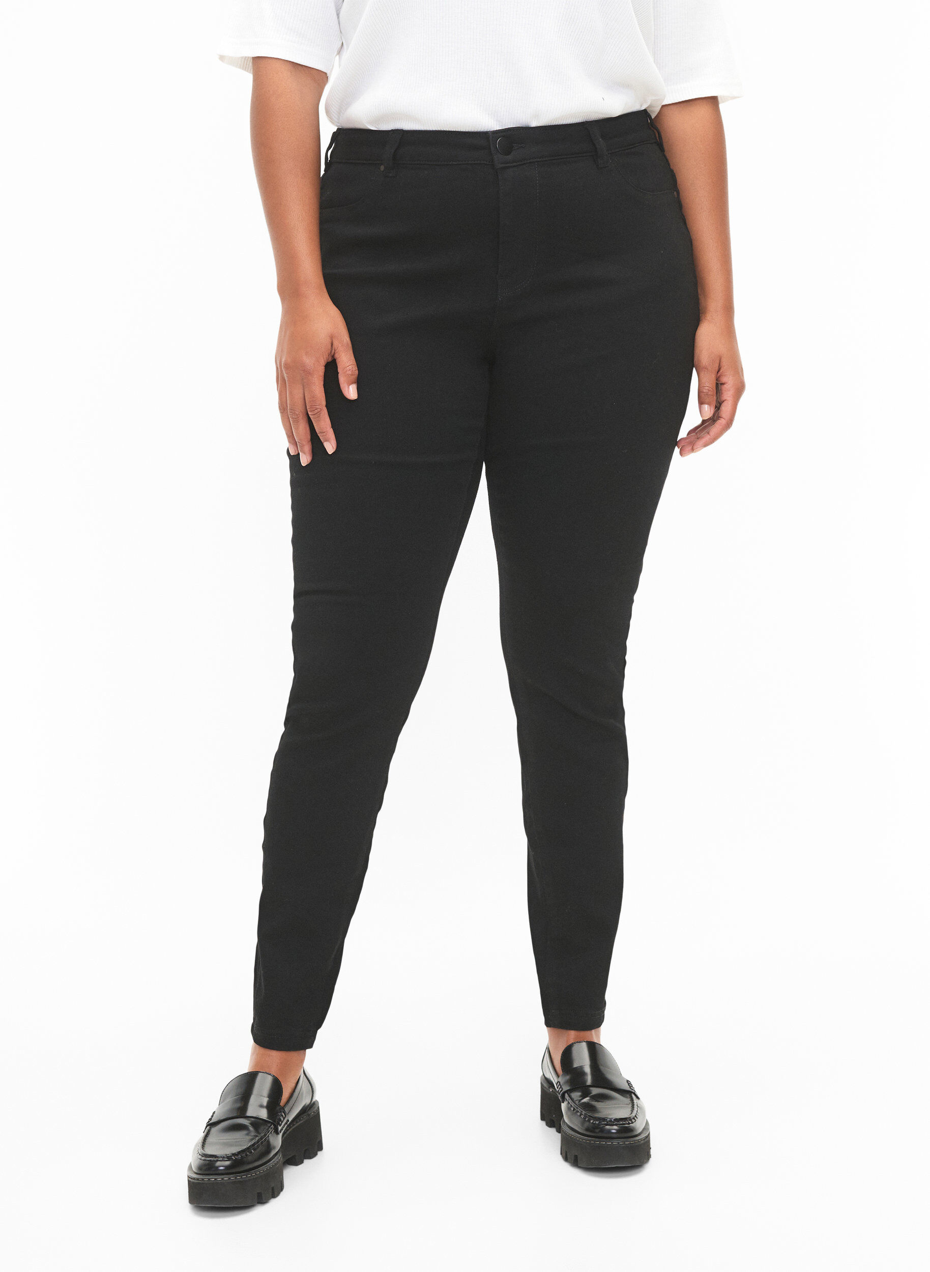ZizziJeggings i bomullsblanding, Black, Model image number 2