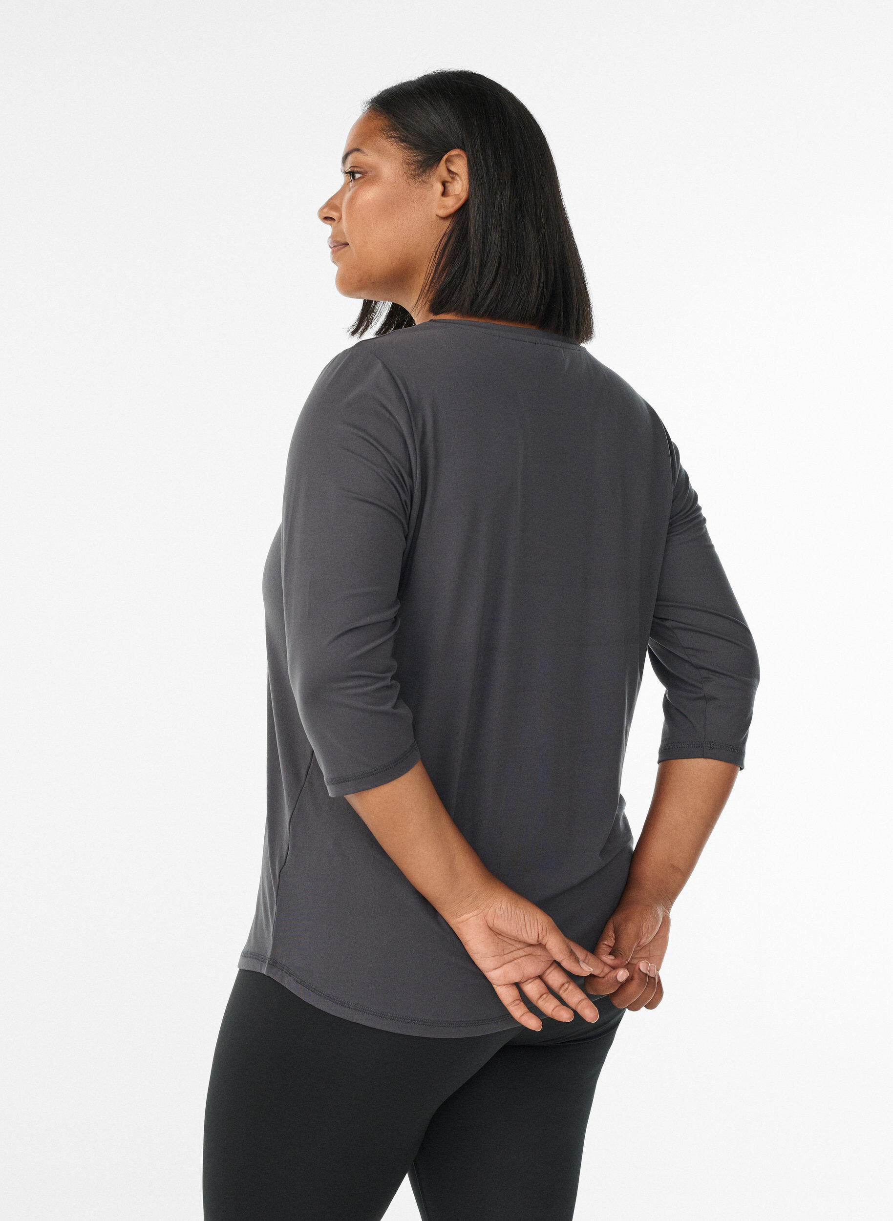 ZizziTreningsbluse med 3/4-ermer, Gr&aring;, Model image number 2