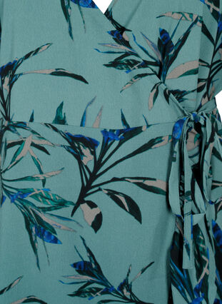 Mønstret omslagskjole med korte ermer, Sea Pine Leaf AOP, Packshot image number 2