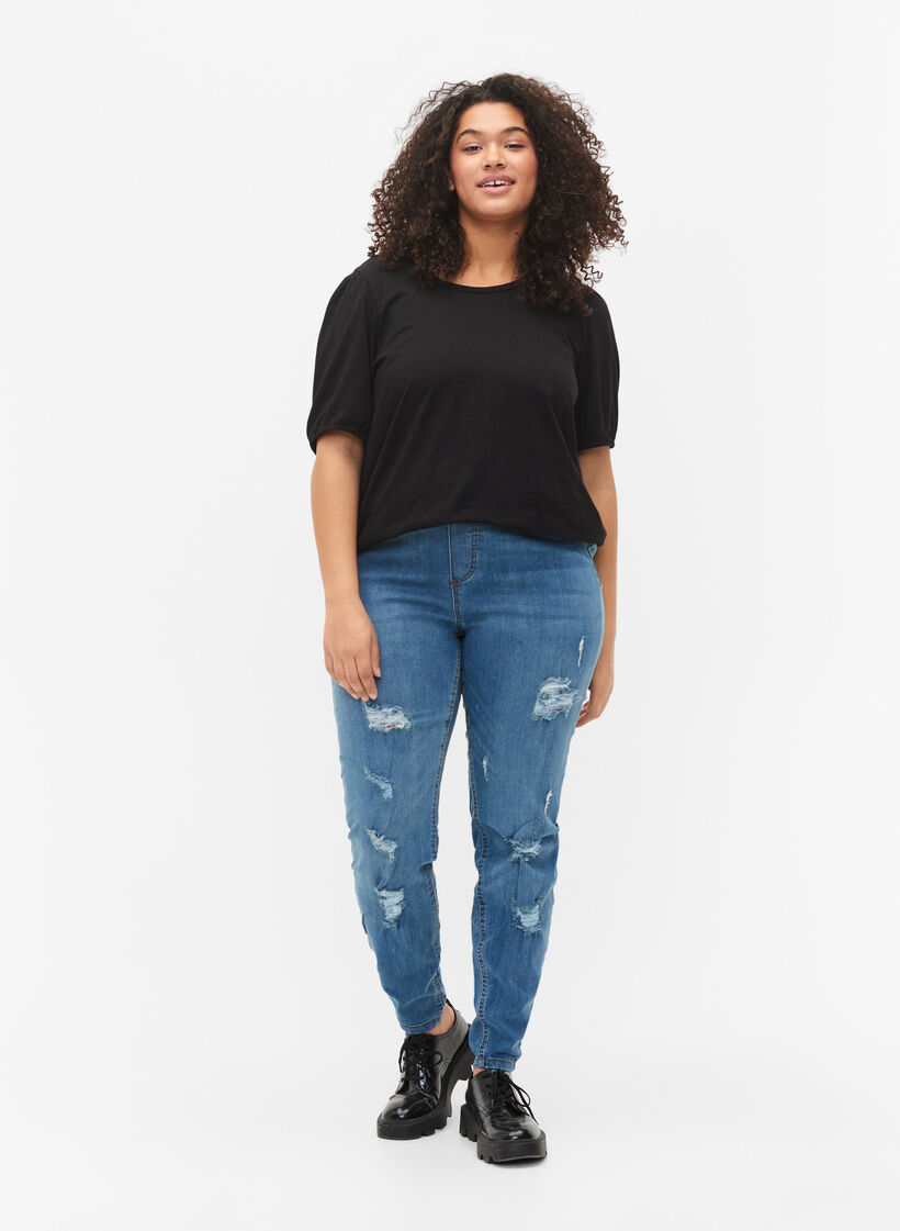 T-skjorte i bomull med 2/4-ermer, Black, Model image number 2