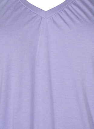 Melert T-skjorte med strikkant, Lavender Mél, Packshot image number 2