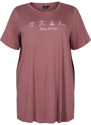 Oversize pysjamas T-skjorte i økologisk bomull, Rose Brown W. Relax , Packshot image number 0