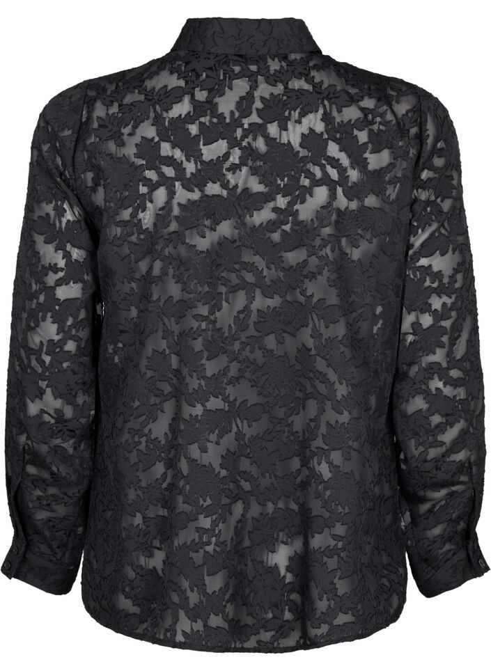 Jacquard-skjorte med knapper, Black, Packshot image number 1