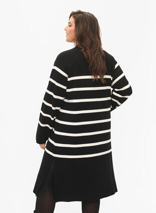 Stripete strikket kjole med turtleneck, Black Comb, Model image number 1