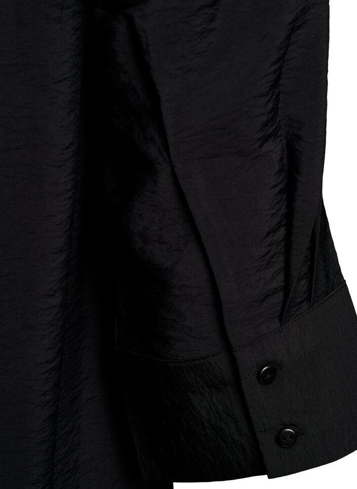 Kort kjole med krage og brystlomme, Svart, Packshot image number 3