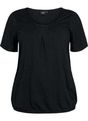 Kortermet T-skjorte i bomull, Black, Packshot image number 0