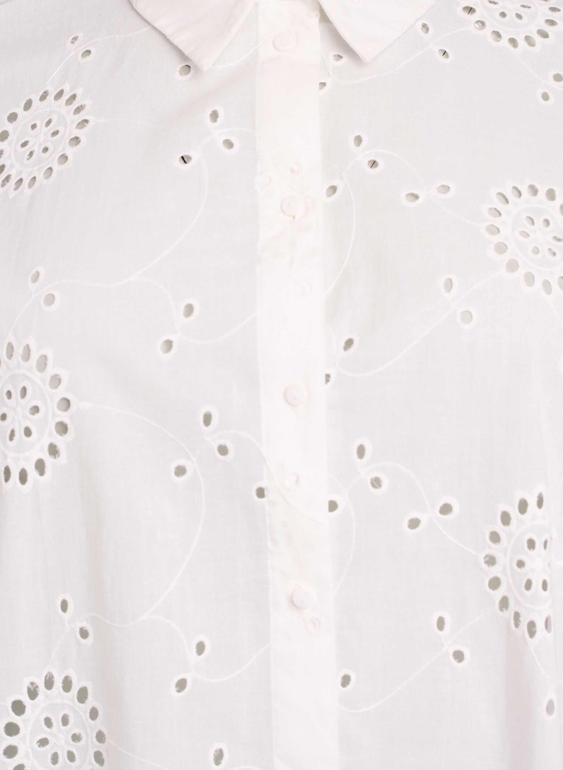 Zizzi Bomullstunika med broderi anglaise, Hvit, Packshot image number 2