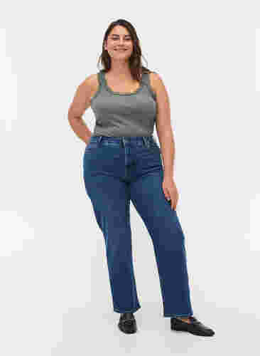 Gemma jeans med push-up effekt og høyt liv, Blue denim, Model image number 4