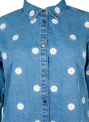 Løs denimskjorte med broderte tusenfryd, L.B. Flower, Packshot image number 2