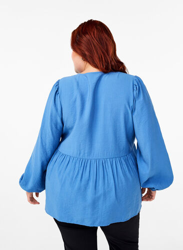 Zizzi Viskosebluse med sløyfer og lange ermer, Riverside Black Bow, Model image number 1