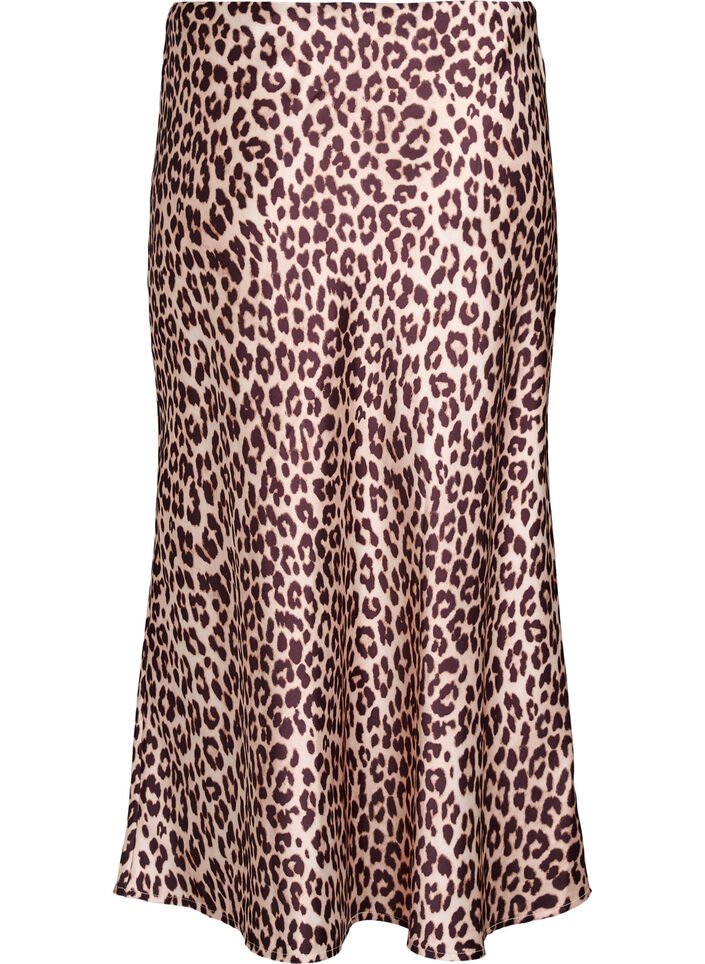 Midiskjørt i sateng, Leopard AOP, Packshot