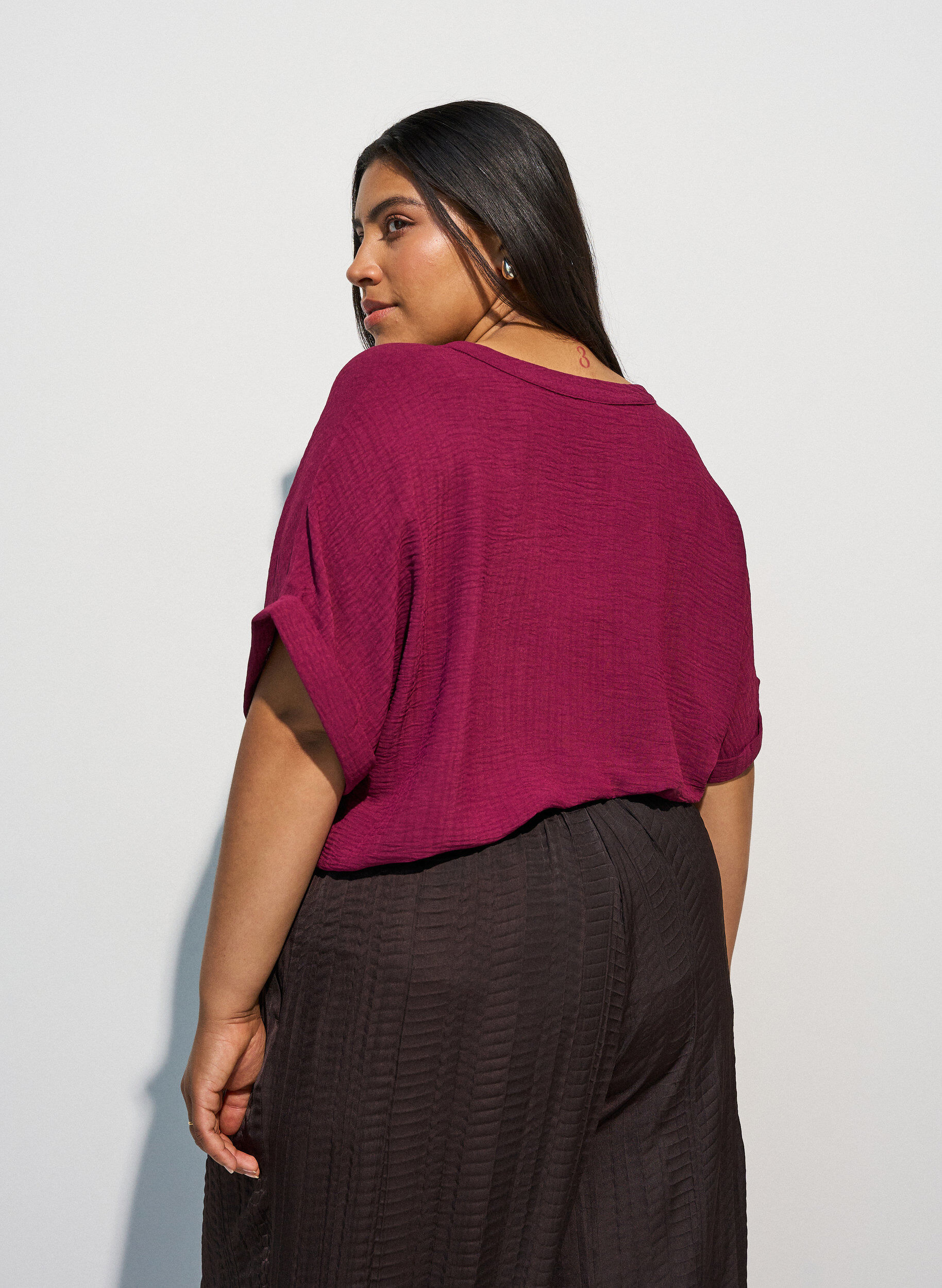 ZizziL&oslash;s bluse med korte ermer, R&oslash;d, Model image number 2