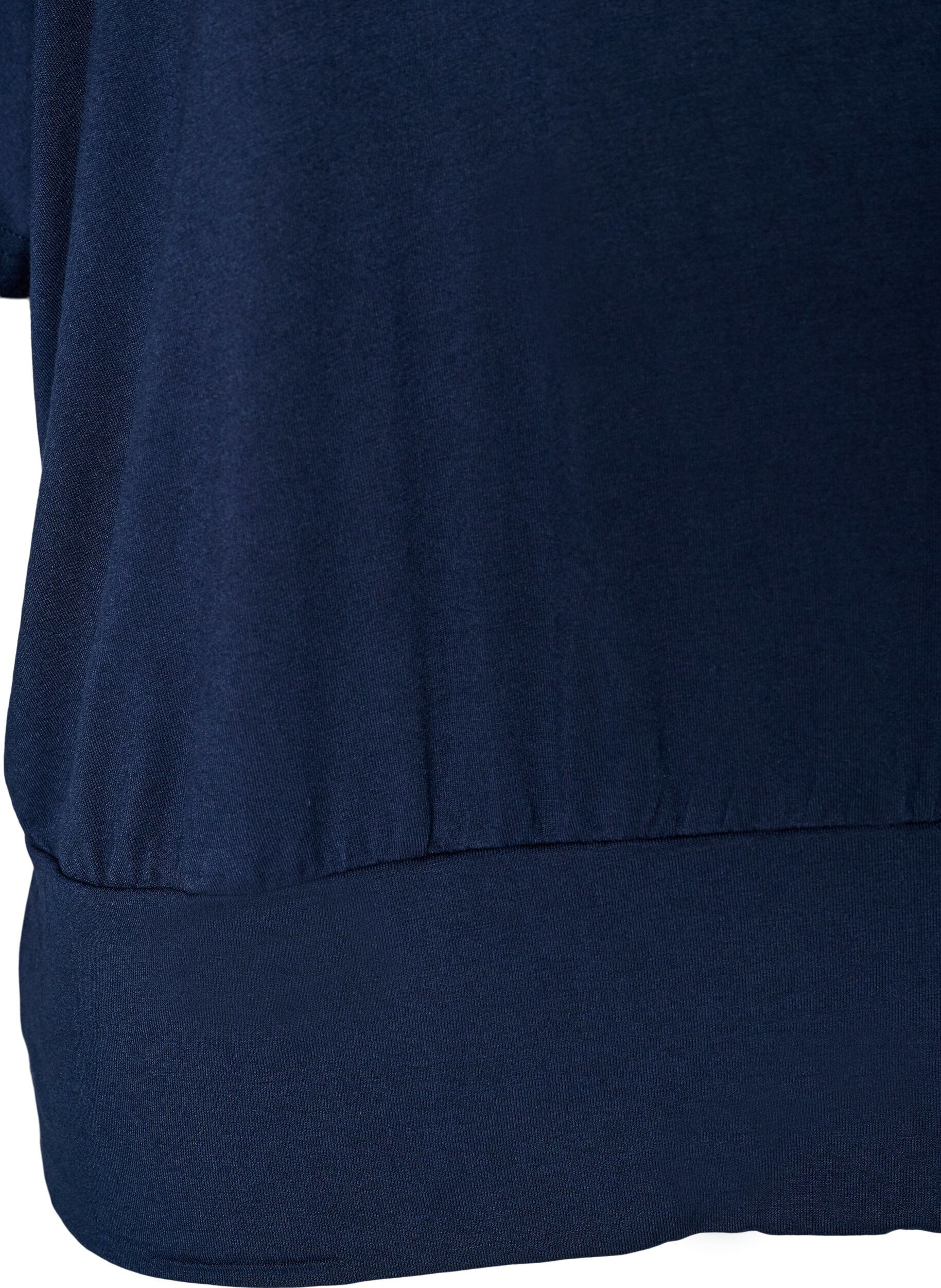 ZizziJerseybluse med albuelange ballongermer, Bl&aring;, Packshot image number 3