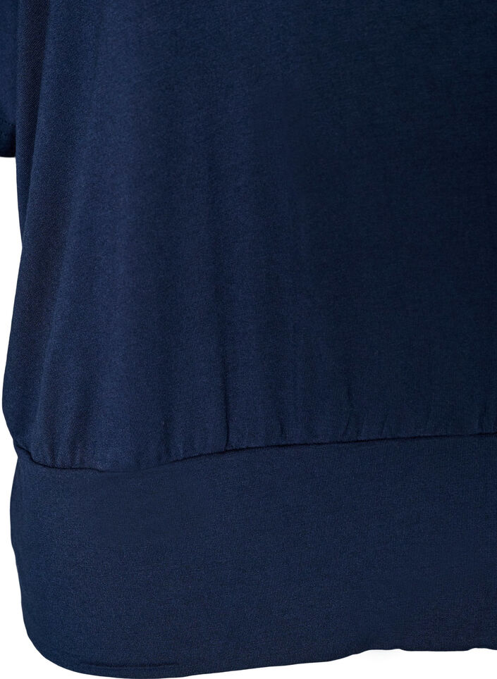 Jerseybluse med albuelange ballongermer, Bl&aring;, Packshot image number 3