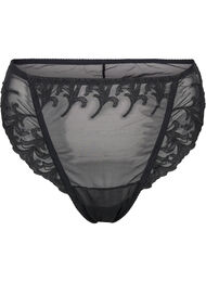 Mesh-tanga med broderidetaljer, Black