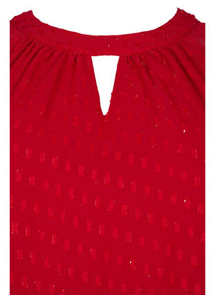 Bluse med 2/4 ermer i mønstret chiffon, Tango Red, Packshot image number 2