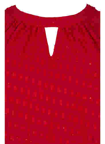 Bluse med 2/4 ermer i mønstret chiffon, Tango Red, Packshot image number 2
