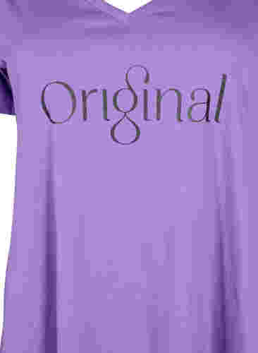 T-skjorte i bomull med trykk og V-hals, Deep Lavender ORI, Packshot image number 2