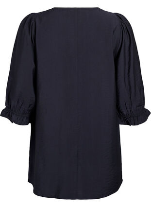 Zizzi Tunika med 3/4 ermer og V-hals, Svart, Packshot image number 1