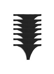 7-pakning med bomullsstring med lav midje, Black