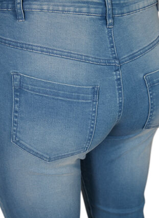 Amy capribukser med høyt liv og super slim fit, Light blue denim, Packshot image number 3