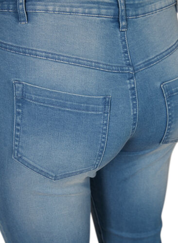 Amy capribukser med høyt liv og super slim fit, Light blue denim, Packshot image number 3