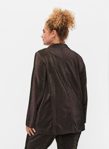 Blazer med glitter og knappelukking, Black w. Lurex, Model image number 1