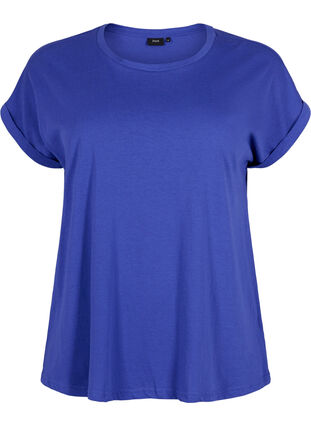 Kortermet T-skjorte i bomullsblanding, Royal Blue, Packshot image number 0