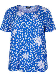FLASH - Kortermet bluse i viskose med trykk, Nautical Bl.Wh.AOP