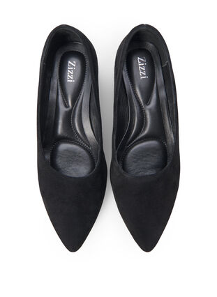 Zizzi Wide fit – Pumps i semsket skinn, Black, Packshot image number 2