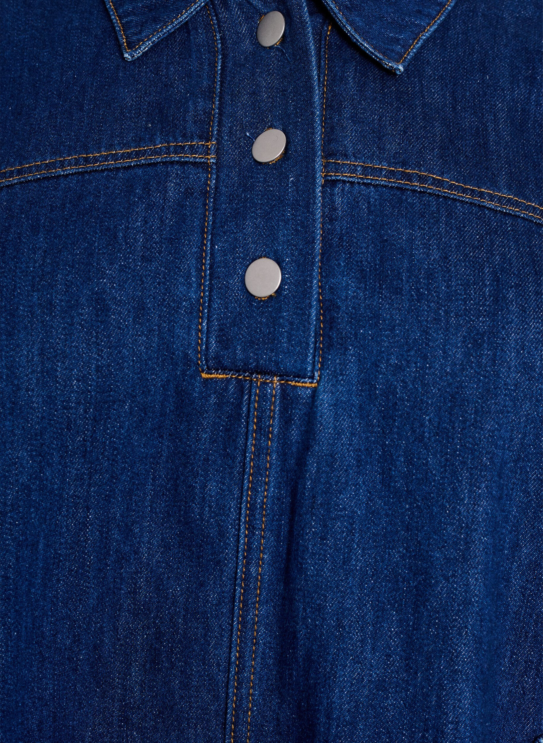 Zizzi Kort denimkjole med krage og knappelukking, Bl&aring;, Packshot image number 2