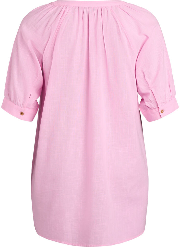 Bomullstunika med V-hals, Rosa, Packshot image number 1