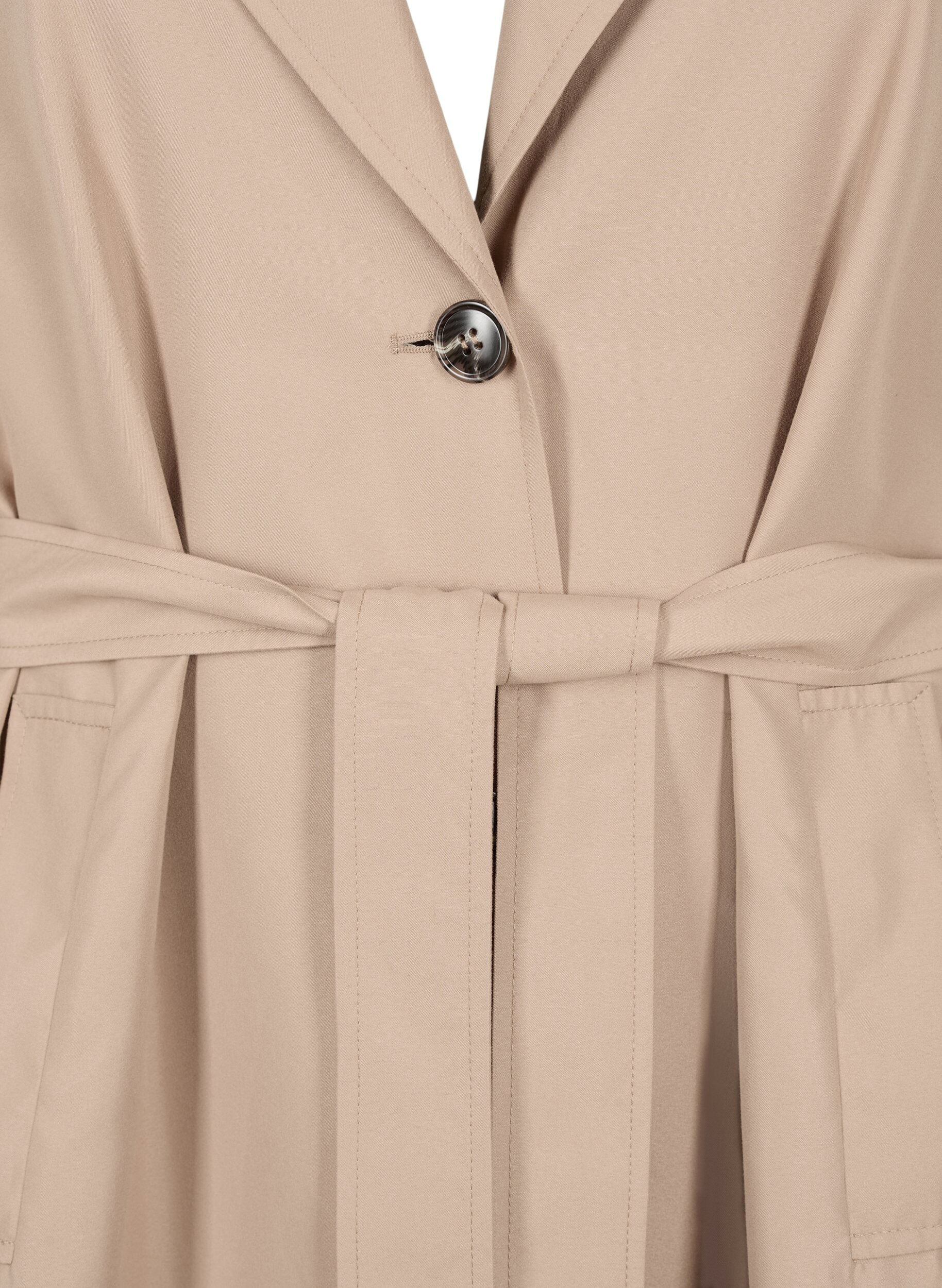 Zizzi Lang trenchcoat med belte, Nomad, Packshot image number 2