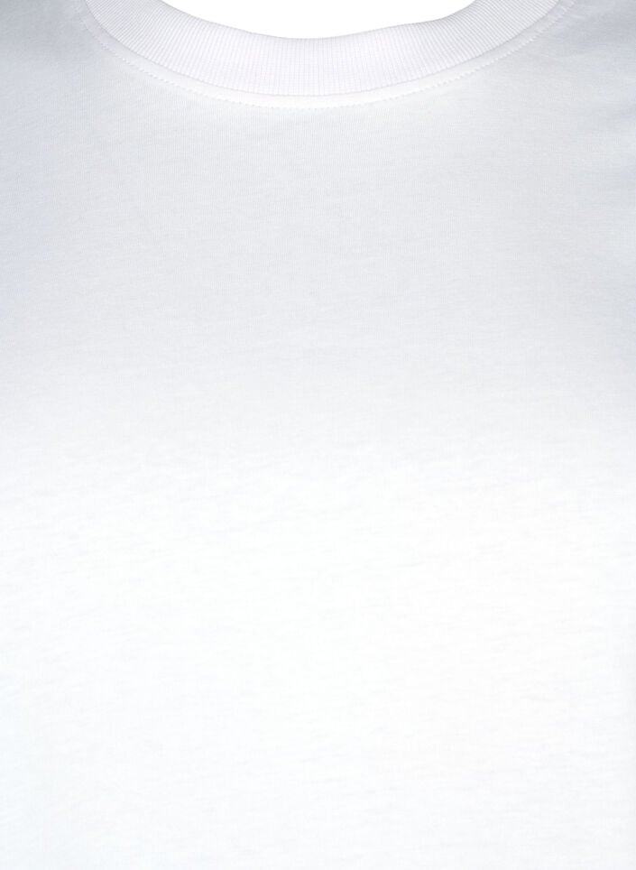 Basic T-skjorte i bomull med rund hals, Hvit, Packshot