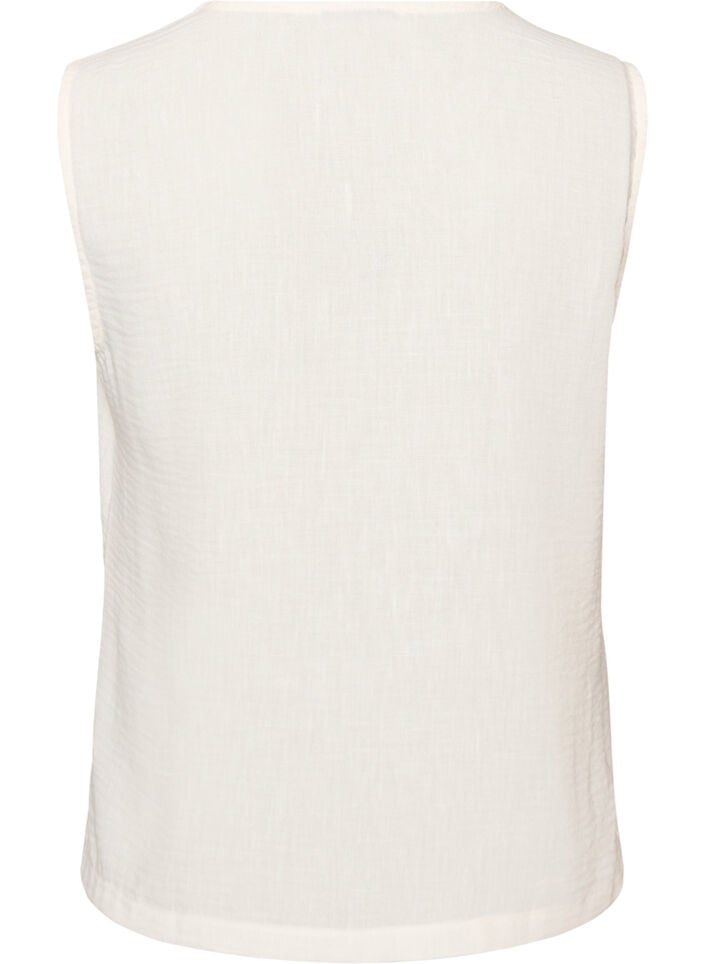 Ermel&oslash;s vest med V-hals og knapper, Vanilje, Packshot image number 1