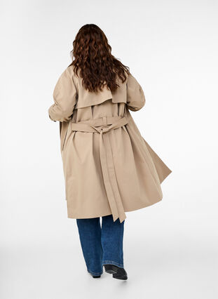 Zizzi Klassisk lang trenchcoat med belte, Chinchilla, Model image number 1